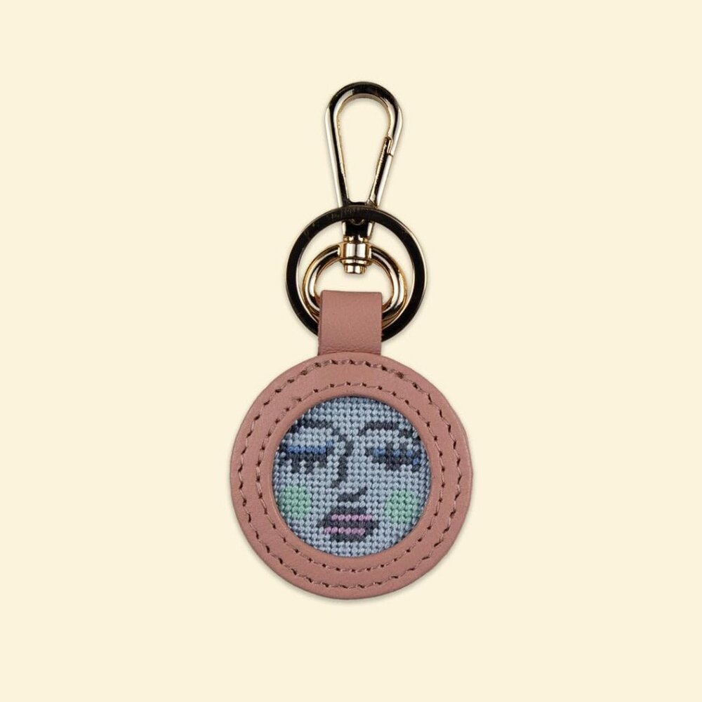 Moon Face Key Fob Needlepoint Kit All-in-One, Self-Finishing Needlepoint Kit - Picture 3 of 6